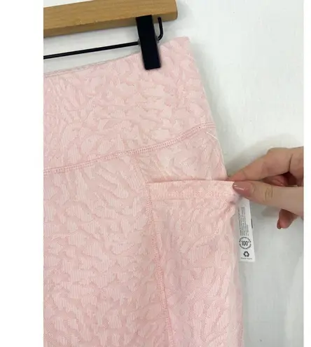 NEW Jockey Pink Cheetah Leopard Jacquard Print Pocket Leggings 7/8 length Medium