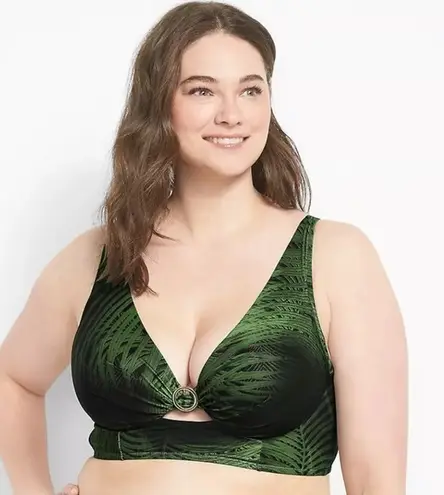 Cacique LANE BRYANT Plunge Underwire Swim Bikini Top breezy palm SIZE 46 DDD