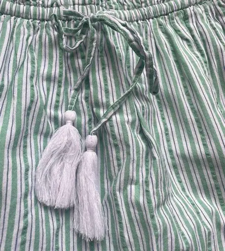 American Eagle America Eagle Green White Striped Strapless Ruffle Top Dress Womens Size Large