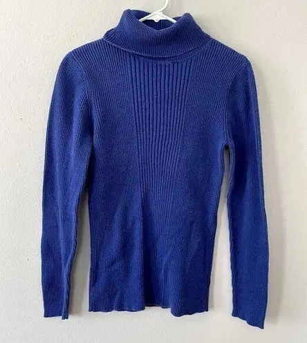 Ruff Hewn royal blue bright turtleneck sweater ribbed knit cotton size XL