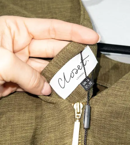 Closet London NWT Olive Green Empire Waist Mini Dress Size 12