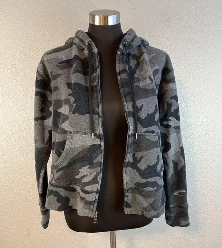 Polo  Ralph Lauren Womens Full Zip Hoodie Jacket S Small Black Gray Camo Pockets