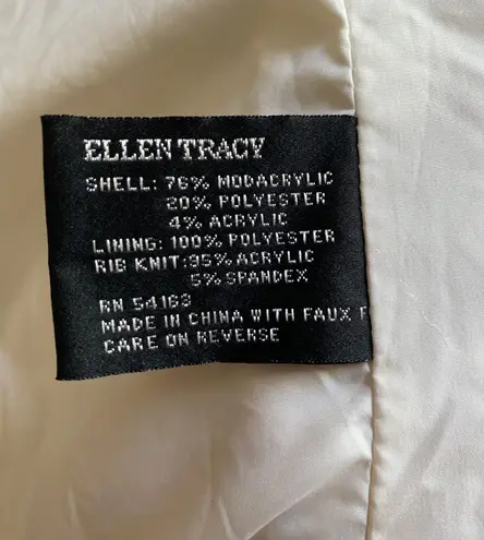 Ellen Tracy Ivory Faux Fur Zip Vest
