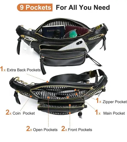 Leather Fanny Pack Black