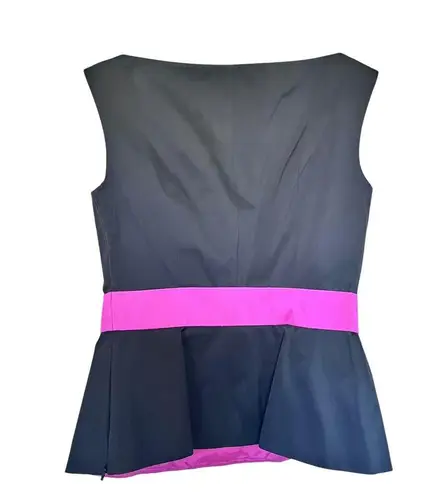 Moschino Boutique Black Fuchsia Pink Bow Sleeveless Boat Neck Evening Blouse