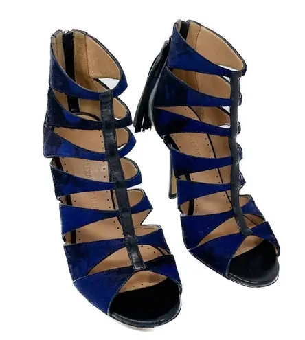 Alexa Wagner Heidi Pony Hair Cage Tassel Zip Stiletto Booties Sandals 37 / US 7 Size 6