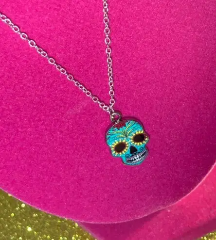 Boutique Sunflower Sugar Skull Necklace Sterling Silver 925 Kawaii Gothic Emo Halloween
