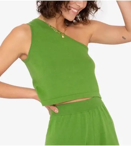 Callahan Knitwear x Revolve Womens One Shoulder Lora Crop Top Size S Olive Green