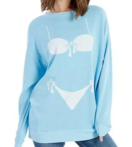 Wildfox  Couture | Pool Blue Bikini Bod Roadtrip Sweatshirt Size Small NWT