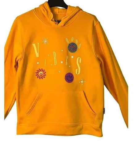 Brooklyn Cloth  Sweatshirt Womens Size Medium Good Vibes Yellow Pullover Pockets