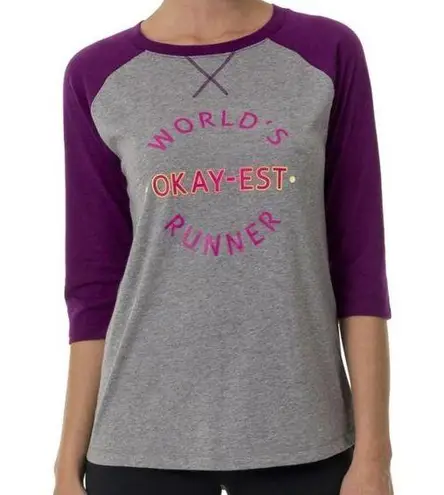 Athletic Works WORLD’S OKAY-EST RUNNER Graphic Baseball T-Shirt by , Medium