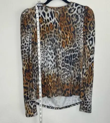 Generation Love Tan Black White Leopard Print Cowl Neck Blouse Size Medium