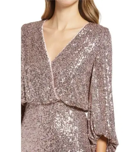 Eliza J ππ Sequin Balloon Sleeve Cocktail Dress ~ Mauve 4 NWT