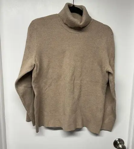 Orvis  Women Tan Ribbed Turtleneck Sweater Size XL Extra Large Neutral Warm Beige - Image 1