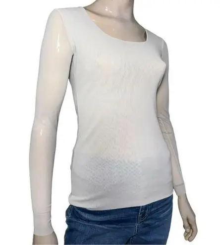 D.EXTERIOR NWT Women’s Size S Light Gray Mesh Long Sleeve Crewneck Top