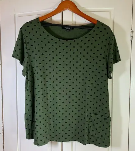 FH Clothing Co. Polka Dot Top with Pocket Casual Green XL Funky USA Comfy Artsy