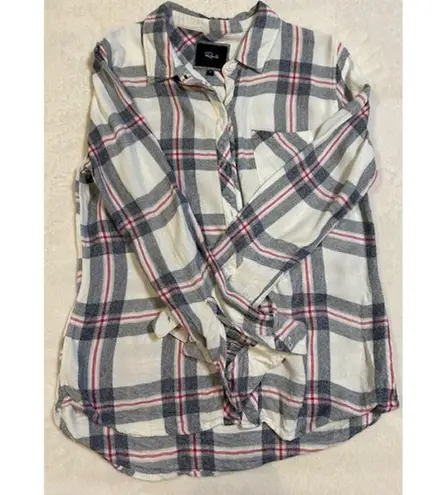Rails Red White Blue Hunter Plaid Button Up Flannel Preppy Indie Cozy MEDIUM - Image 10