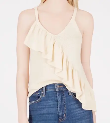 525 America NWT Ruffle Front Knit Tank Top Cream White Women’s Size Medium