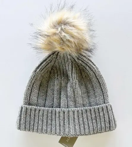 J.Crew  Ribbed pom-pom beanie in Heather Ash Gray - new with tags!