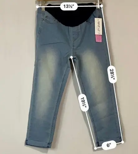 Rumor Has It Women’s Light Rinse Cuffed Over-Belly Maternity Capri Jeans Sm NWT