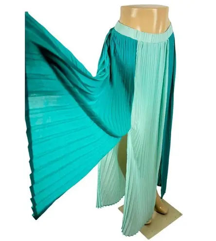 TCEC Color Block Pleated Maxi Skirt Size Medium - Turquoise