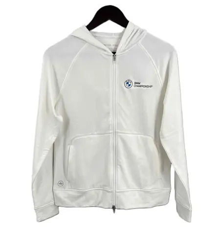 Peter Millar Womens White Zip-Up BMW Performance Logo Hoodie Small