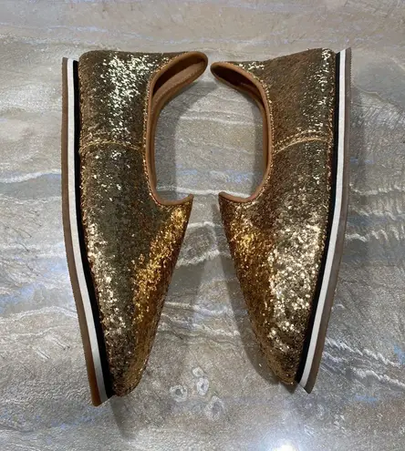 BaBa Gold Women Glitter Ballet Flats Sequin Upper Almond Toe Size 8