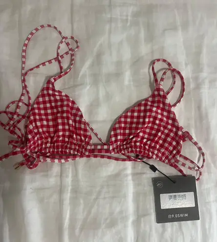 Beginning Boutique Red Gingham Bathing Suit Top