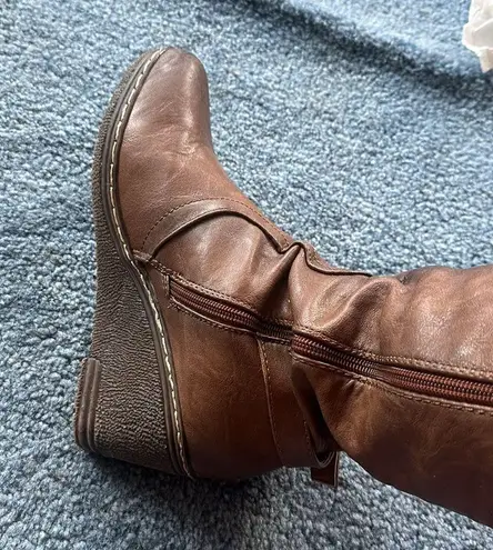 Patrizia waterproof boots wedge brown furry inside elastic 39 rubber sole Size undefined