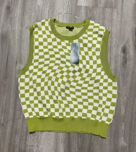 Wild Fable Lime Green Checker Crop Top Sweater Vest