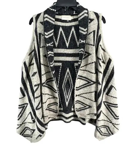 Dreamers Sweater Vest Womens S-M Beige Black Open Aztec Tribal Boho Festival