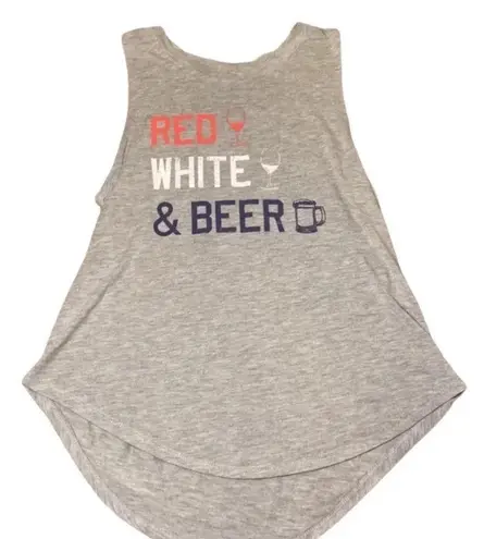 Patriotic Red White And Beer Tank Top Gray