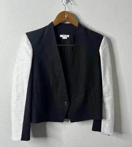 Helmut Lang  Color Block Single Button Blazer Jacket Black White Womens Size 2