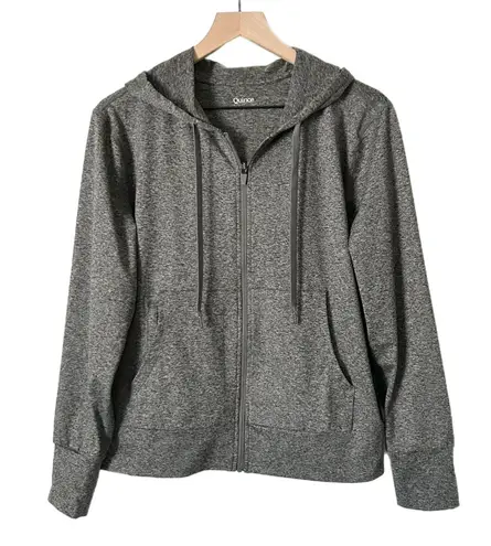 Quince Flowknit Full Zip Hoodie in Heather Gray Size Medium