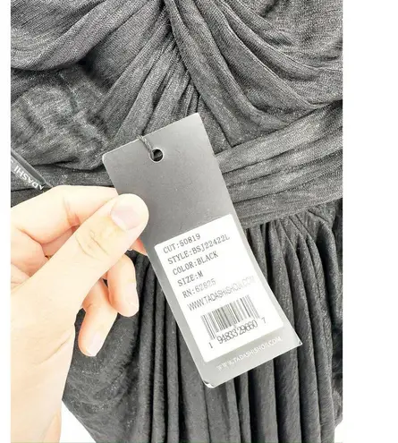 Tadashi Shoji Ellery Draped Metallic Jersey Gown in Black