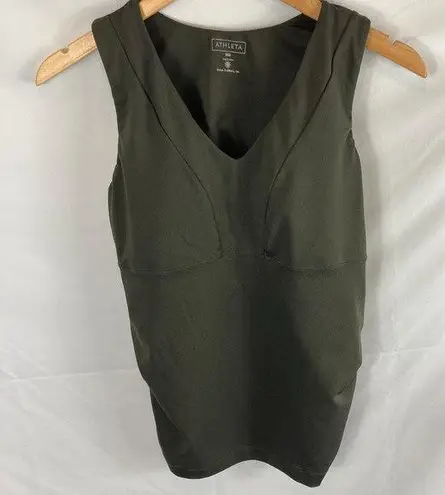 Athleta  Bra Cup Empire V-Neck Cami Support Top Dark Green Size 36B