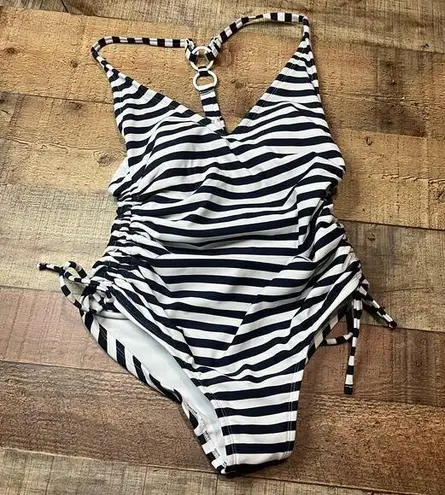 Kona Sol | UNWORN Classic Navy White Stripe One Piece Bathing Suit Sz XS