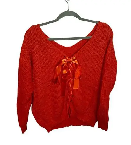 Lili & Lala Deep Orange Lace Back Sweater Size L - Image 1