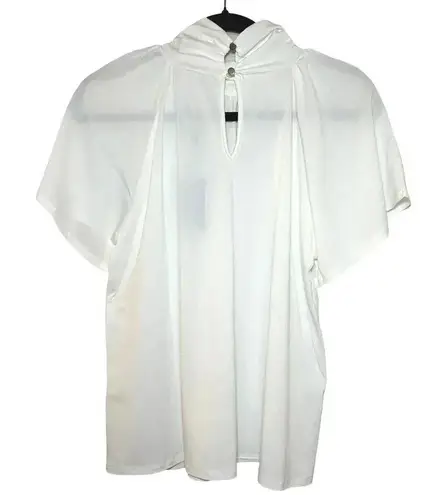 Cable & Gauge NWT Women’s Short Sleeve Rose Collar Blouse Whispering White Size L