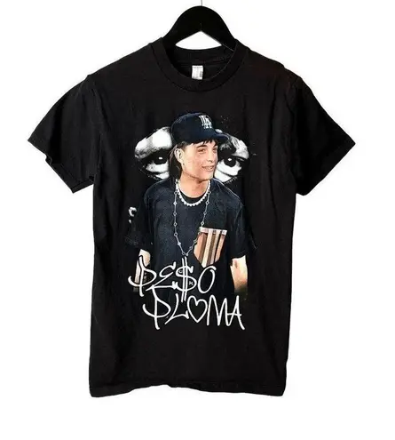 Peso Pluma Rap Tee T Shirt Black Small S Mexican Singer Graphic Cotton Solid