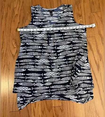 Alfani - Black V-neck tank with white fish print Size Lā
