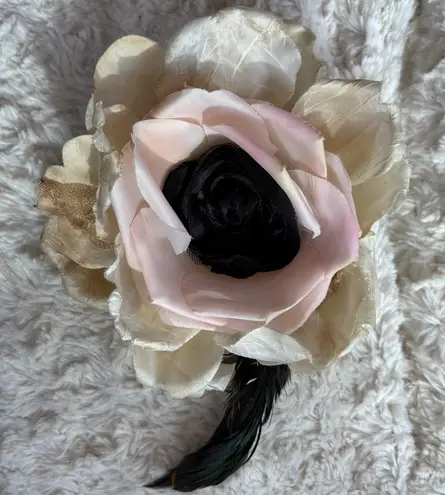Handmade Elegant Floral Hair Clip - Black and Pink