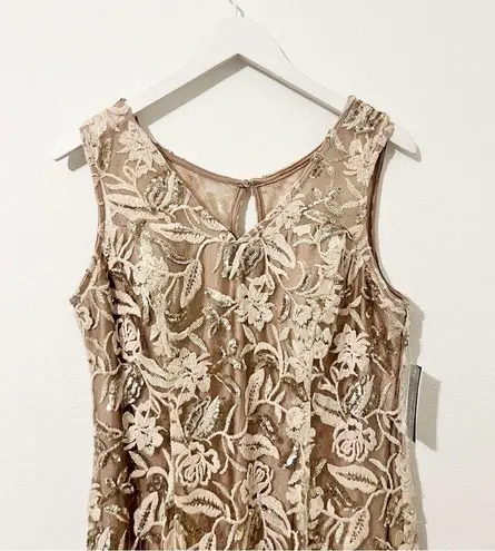 Alex Evenings Sleeveless V-Neck Elegant Mother of The Bride Gown Dress Gold 16