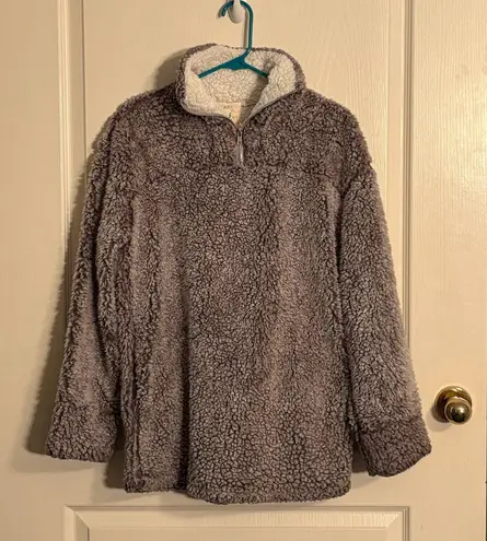 Fantastic Fawn Gray Sherpa Quarter-Zip Pullover