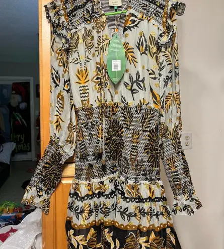 Farm Rio NWT floral tapestry mini dress silver XS