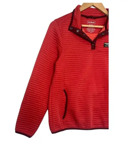LL Bean Top Womens Extra Small Petite Red Airlight Knit Pullover Snap Outdoor Size undefined