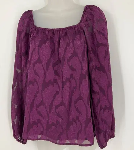 Mason & Belle Womens Floral Long Sleeve Blouse - Size S Purple top lined career