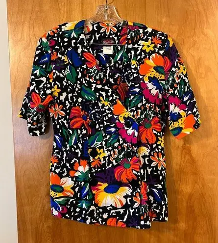 Tropical Flowers Pop Art to Wear Bold Hearts Blazer Jacket Vintage Size 11 12
