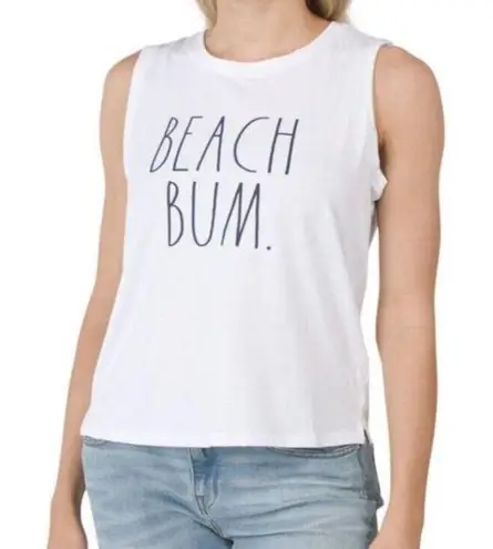 Rae Dunn  Shirt Women’s X-Small XS White NWT Tank Top Beach Bum Casual Summer