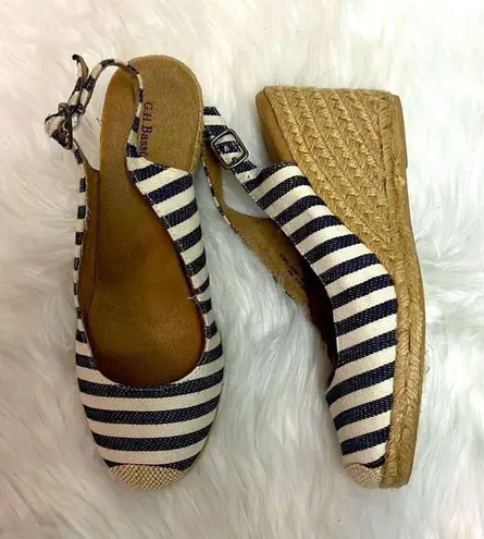 G.h. Bass & Co Emilie Espadrilles Cream And Blue Jute, Wedge Sandals Size 6 B
